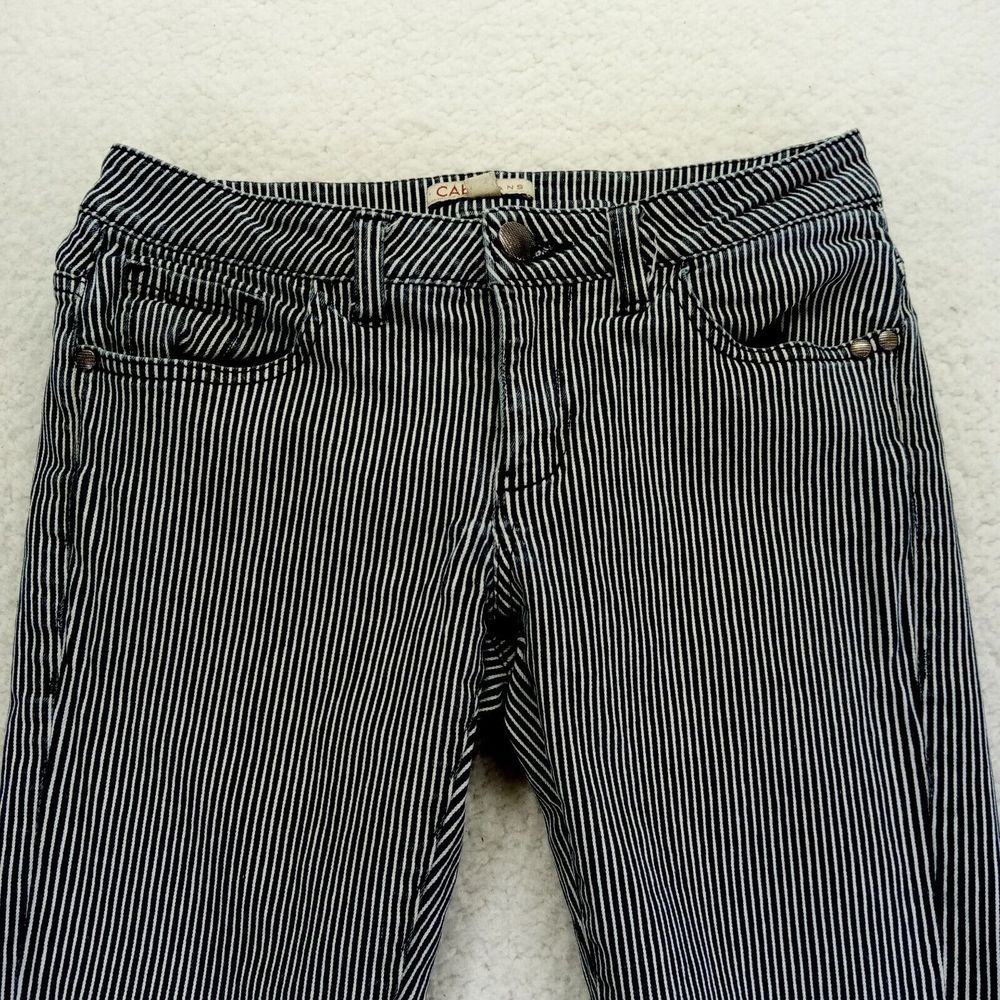 CAbi Jeans Striped Straight Womens 2 (30x25) Denim Cotton Blend Blue